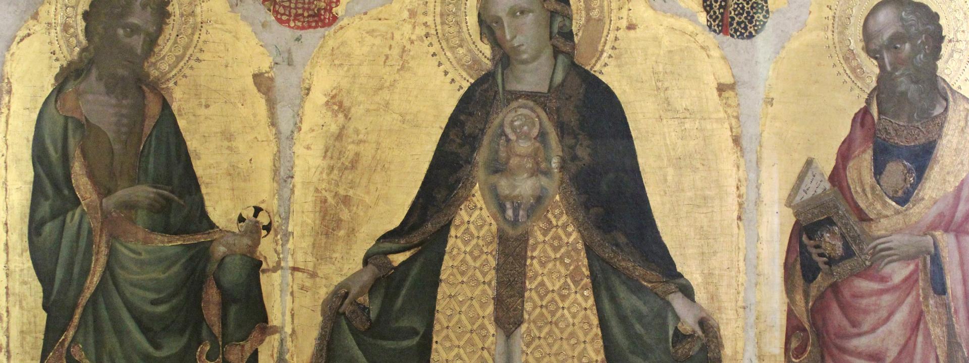 Madonna della Misericordia, i aanti Giovanni Battista e Giovanni Evangelista, Annunciazione