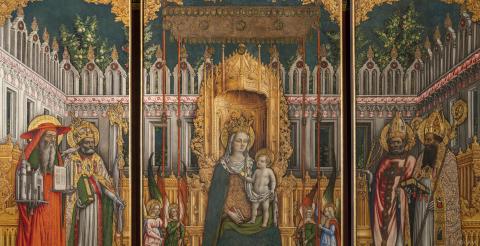 Madonna in trono col Bambino nel giardino paradisiaco con i Dottori della Chiesa, i Santi Agostino, Ambrogio, Girolamo e Gregorio