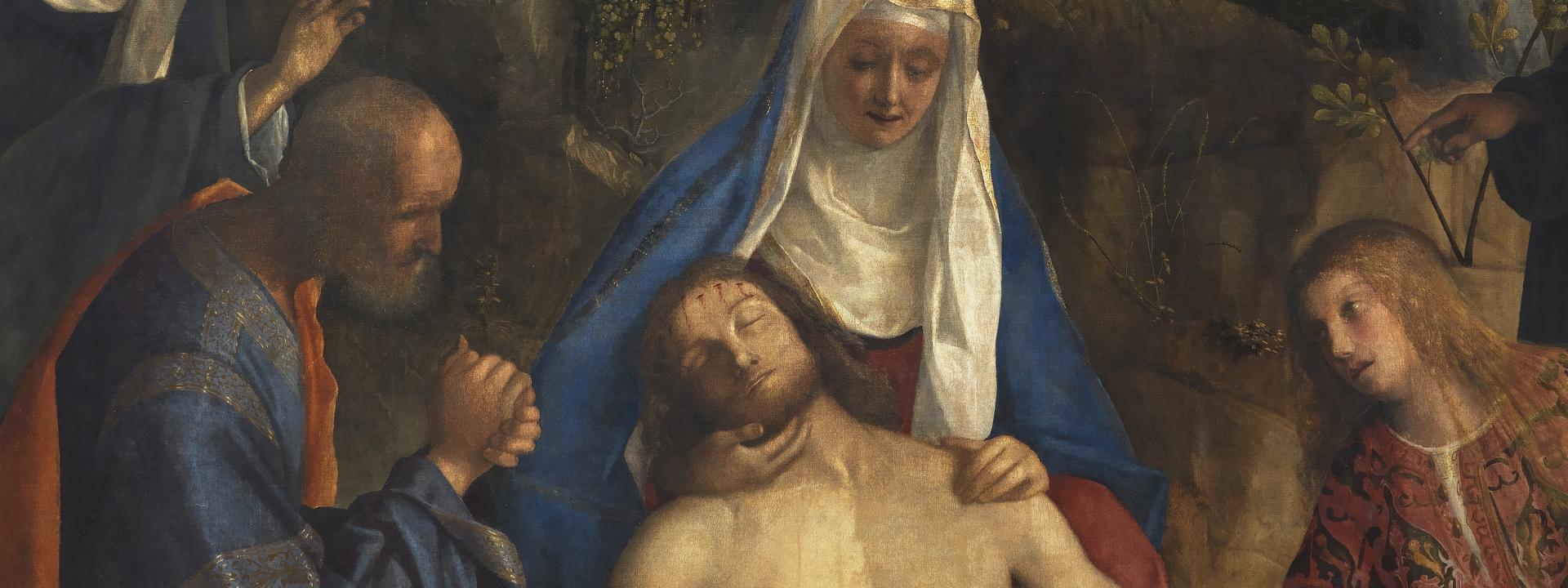Compianto su Cristo morto con la Vergine e i santi Giuseppe d'Arimatea, Maddalena, Marta e Filippo Benizi (?)