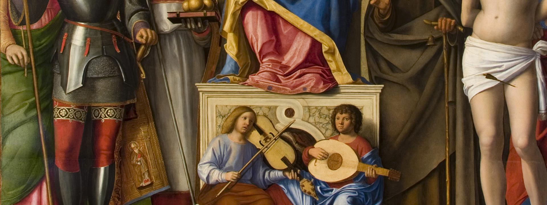Madonna col Bambino in trono tra i santi Caterina (?), Giorgio, Nicola, Antonio abate, Sebastiano e Lucia (?) (Pala Dragan)